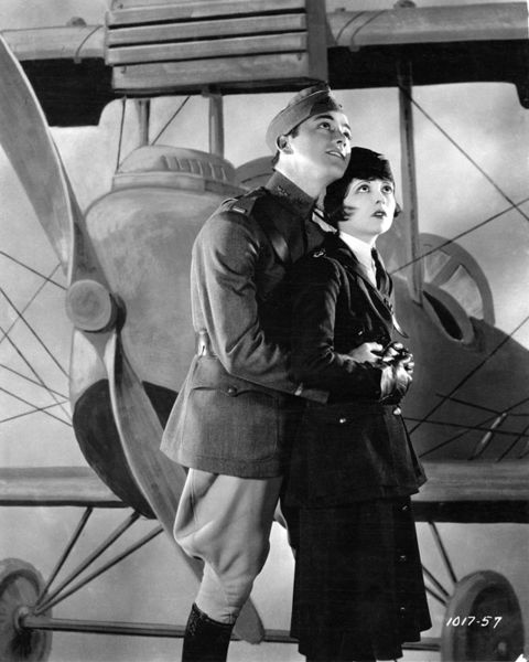 <strong>"Wings" (1929):</strong> The first Academy Awards were given out at a dinner on May 16, 1929. The best picture winner was 1927's "Wings," a film about World War I pilots starring Clara Bow, right, Charles "Buddy" Rogers, left,  Richard Arlen and Gary Cooper. Even today, the silent film's aerial sequences stand out as some of the most exciting ever filmed. Another film, "Sunrise," was given an Oscar as most "unique and artistic production," an honor that was eliminated the next year.
