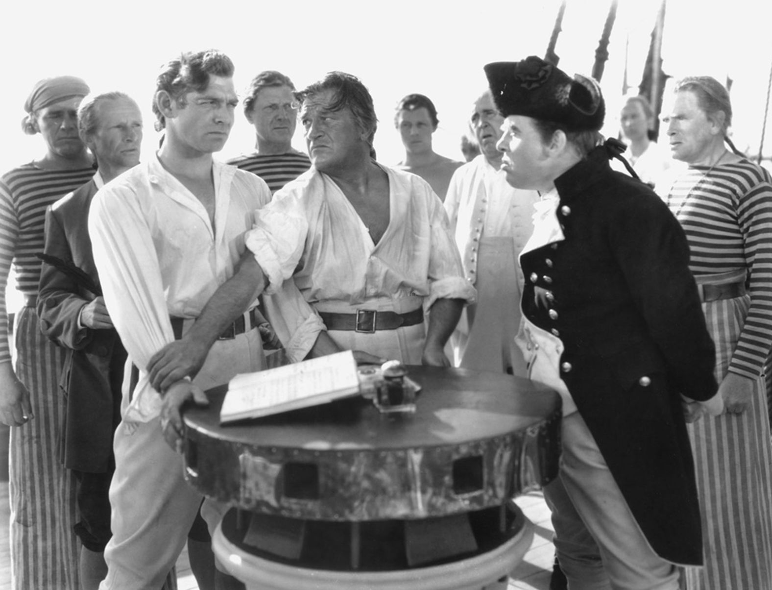 <strong>"Mutiny on the Bounty" (1936):</strong> Clark Gable was in the best picture winner the next year as well, playing Fletcher Christian in the 1935 version of "Mutiny on the Bounty." Charles Laughton plays Captain Bligh.