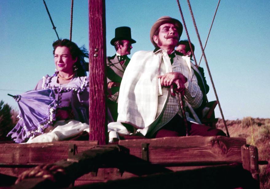<strong>"Around the World in 80 Days" (1957): </strong>Responding to the competition from TV, the movies turned increasingly to epics in the 1950s such as producer Mike Todd's "Around the World in 80 Days." The picture  was based on Jules Verne's novel and starred Shirley MacLaine, David Niven and Cantinflas as well as dozens of other celebrities in cameo roles, such as Noel Coward, Marlene Dietrich, Red Skelton and Frank Sinatra.