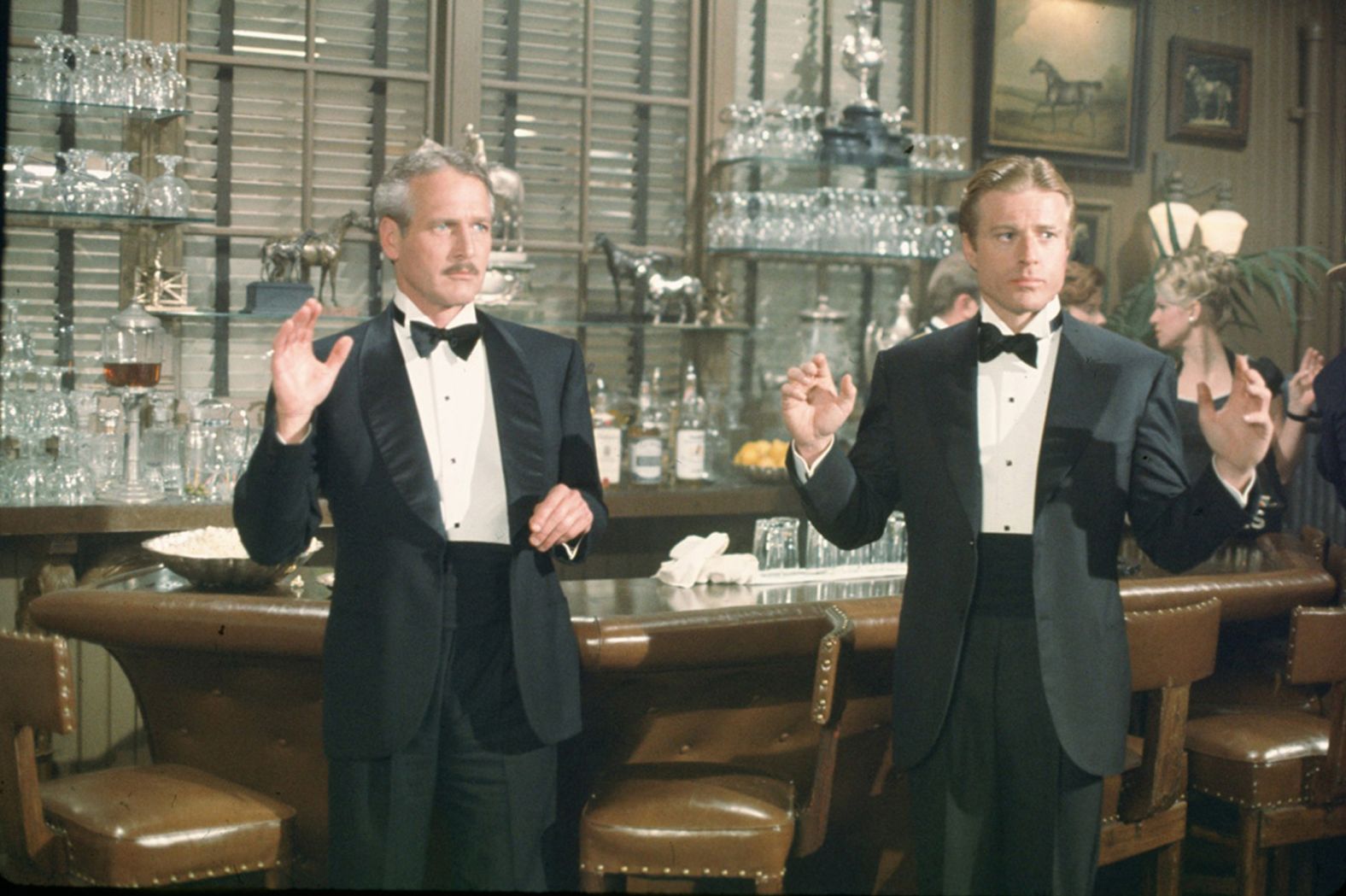 <strong>"The Sting" (1974):</strong> Teaming up again after "Butch Cassidy and the Sundance Kid" (1969), Paul Newman and Robert Redford in best picture winner "The Sting" helped make the buddy film one of the key movie genres of the '70s. The two played con men in 1930s Chicago in the George Roy Hill movie, which featured the music of ragtime composer Scott Joplin.