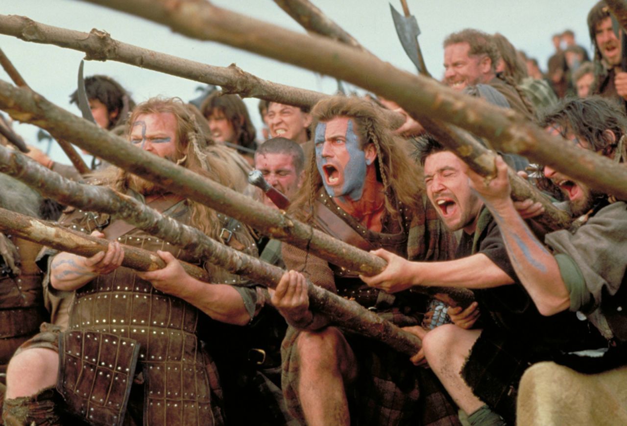 <strong>"Braveheart" (1996):</strong> Mel Gibson directed and starred in the story of Scottish warrior William Wallace, who led the Scottish army against English invaders led by King Edward I. The film won five Oscars, including best picture and best director, and has led to countless sports teams yelling "Freedom!" as they go up against opponents.