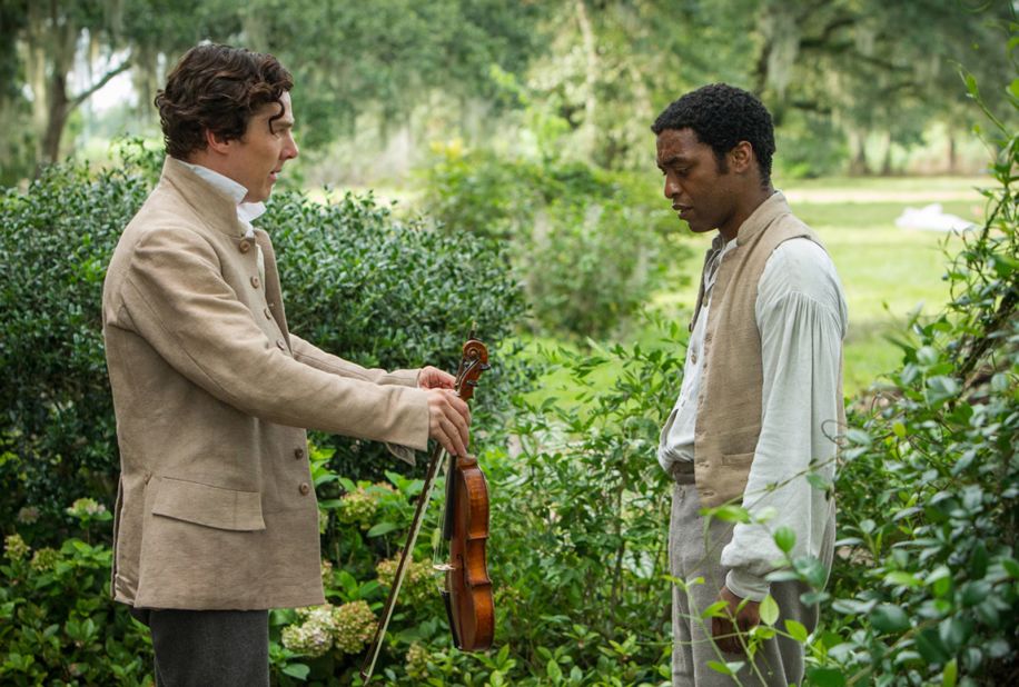 <strong>"12 Years a Slave" (2014):</strong> Benedict Cumberbatch, left, and Chiwetel Ejiofor appear in "12 Years a Slave," which won the Oscar in 2013. The story of Solomon Northup (Ejiofor), a free African-American man who was kidnapped and sold into slavery, won three awards: best picture, best supporting actress (Lupita Nyong'o) and best adapted screenplay (John Ridley).