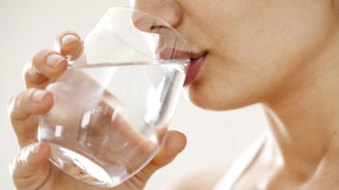 Some people think drinking a glass of water can stop hiccups.
