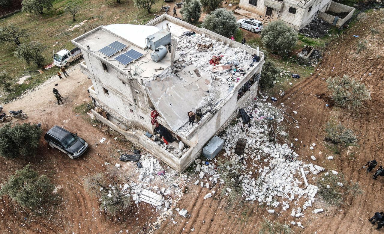 Debris is seen around the site of a US raid in Idlib, Syria, on Thursday, February 3. <a href="https://www.cnn.com/2022/02/03/world/syria-us-special-forces-raid-intl-hnk/index.html" target="_blank">The raid</a> resulted in the death of ISIS leader Abu Ibrahim al-Hashimi al-Qurayshi, President Joe Biden announced.