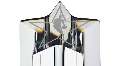 A photo of the top tier of the new Kobe Bryant Trophy.
