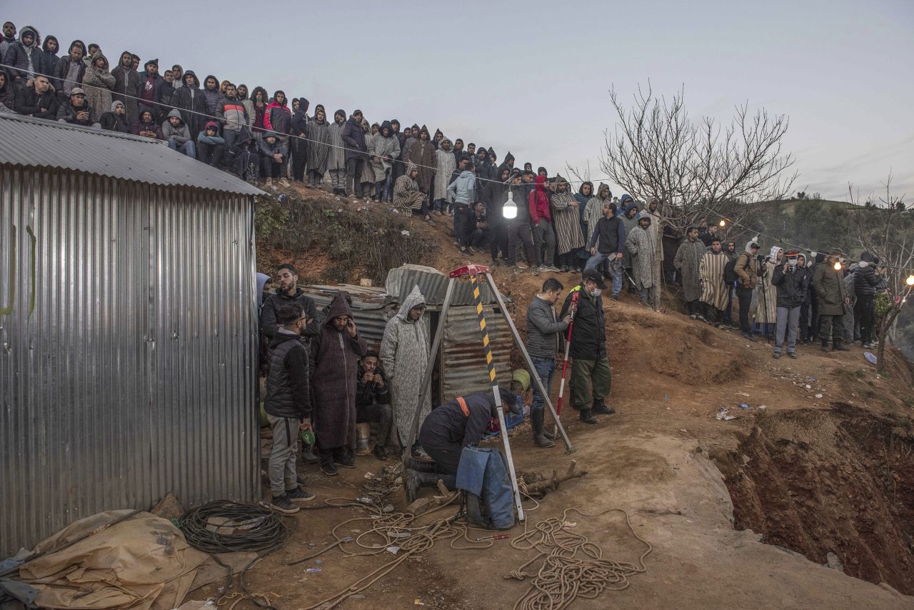 Local residents watch with concern as authorities try to rescue a 5-year-old boy who was trapped in a well near the Moroccan town of Bab Berred on Thursday, February 3. The boy, Rayan Oram, was eventually retrieved by rescue teams on Saturday, <a href="https://www.cnn.com/2022/02/05/africa/morocco-well-rescue-intl/index.html" target="_blank">but he did not survive his ordeal,</a> according to state media.