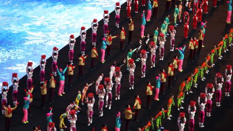 BEIJING, CHINA - FEBRUARY 04: Dancers perform during the Opening Ceremony of the Beijing 2022 Winter Olympics at the Beijing National Stadium on February 04, 2022 in Beijing, China. (Photo by Adam Pretty/Getty Images)
