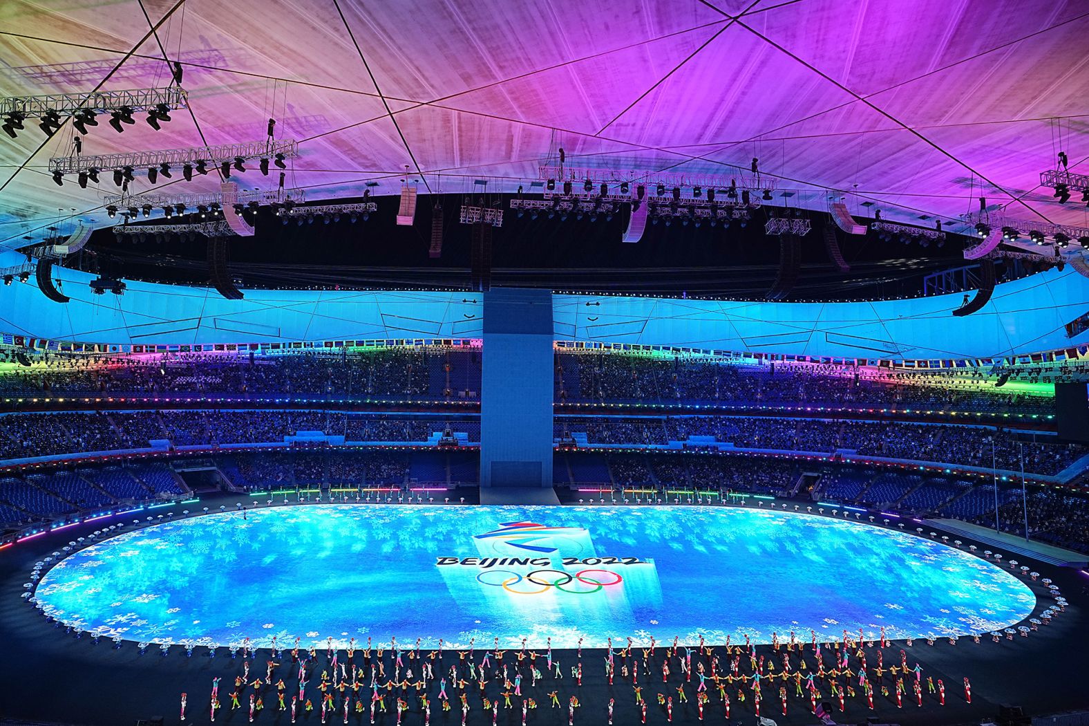 Dancers perform in the pre-show ahead of the opening ceremony.