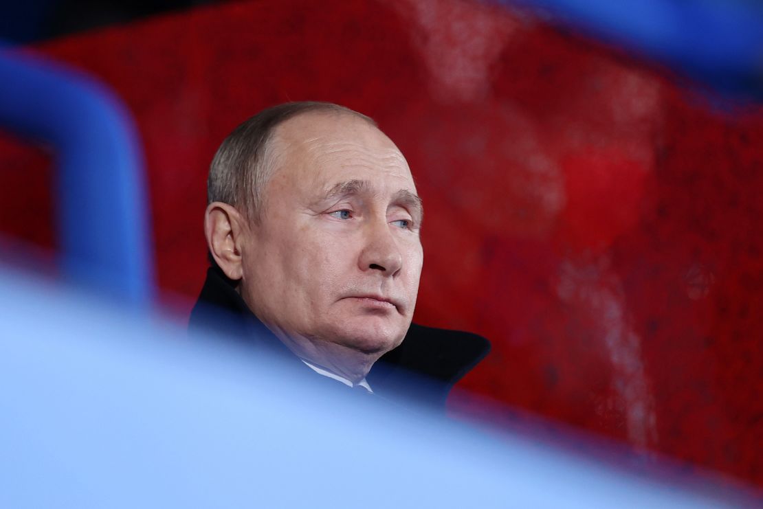 Putin looks on during the Opening Ceremony in Beijing on Friday. 