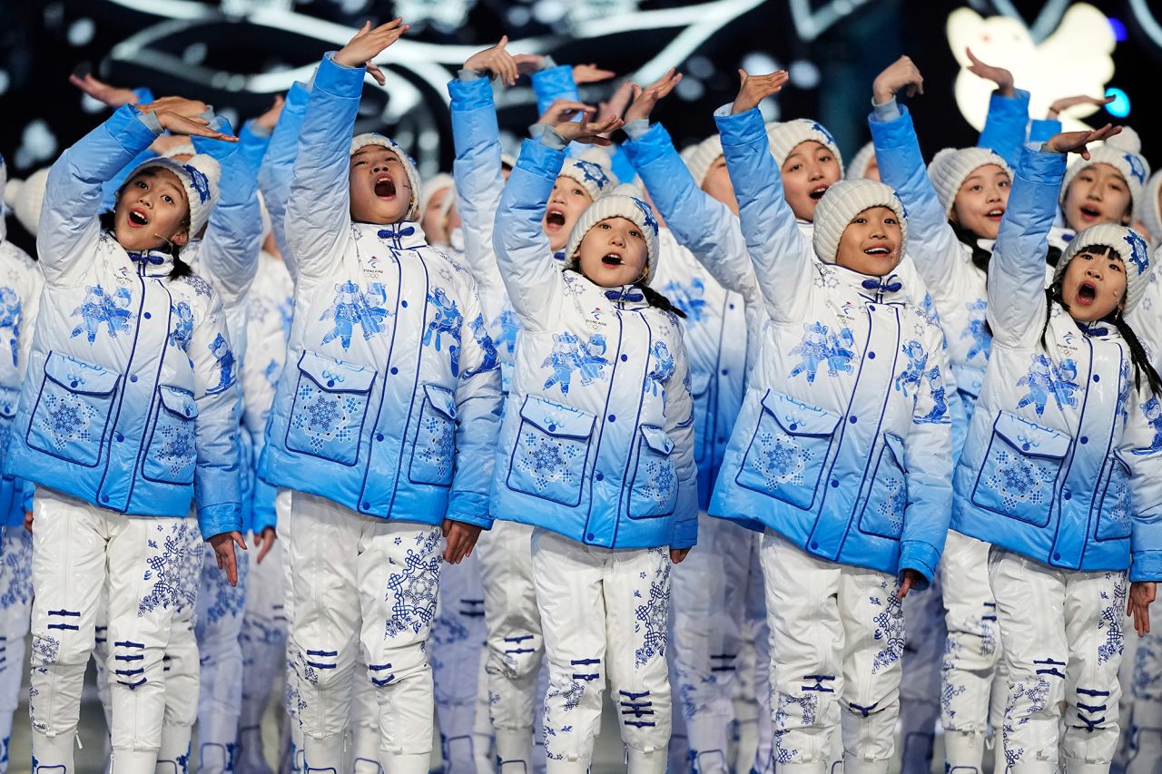 Children perform during the <a href="http://www.cnn.com/2022/02/04/sport/gallery/opening-ceremony-beijing-winter-olympics/index.html" target="_blank">Olympics opening ceremony</a> on Friday, February 4.