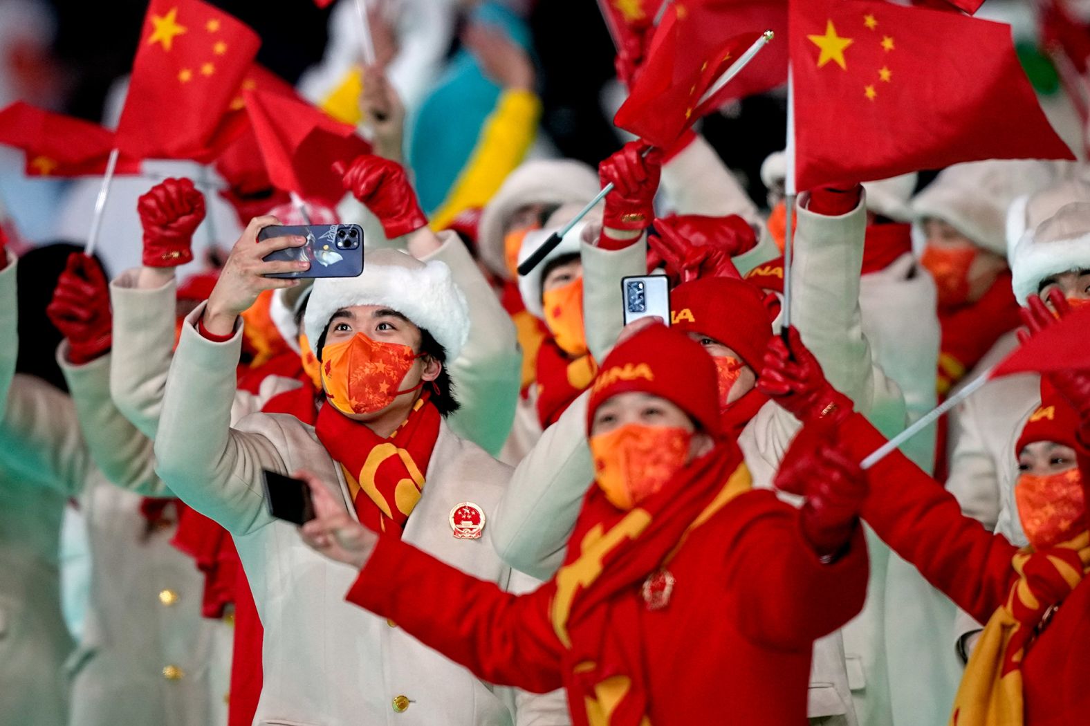 China's team enters the stadium during the parade of nations.
