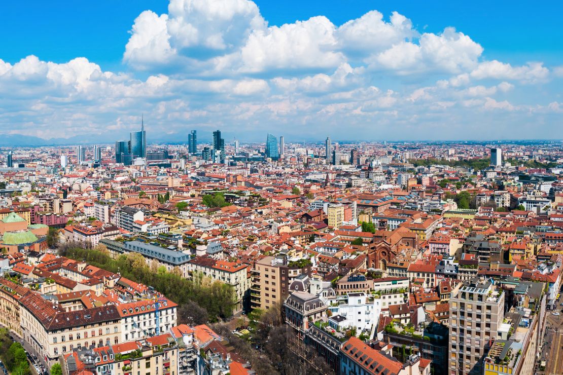 Panoramic view of Milan, Italy.