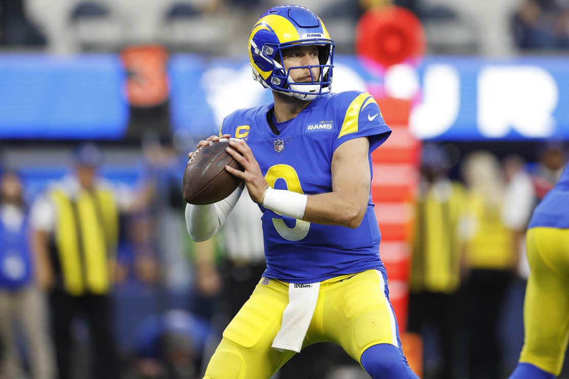 Matthew Stafford of the Los Angeles Rams in action on January 30, 2022.