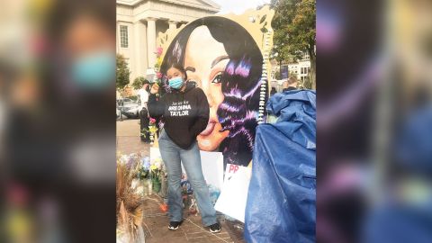 Kiazolu at a memorial for Breonna Taylor on Oct. 10, 2020 in Louisville.