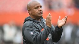 CLEVELAND, OH - OCTOBER 07: Head coach Hue Jackson of the Cleveland Browns before the game against the Baltimore Ravens  at FirstEnergy Stadium on October 7, 2018 in Cleveland, Ohio. (Photo by Jason Miller/Getty Images)