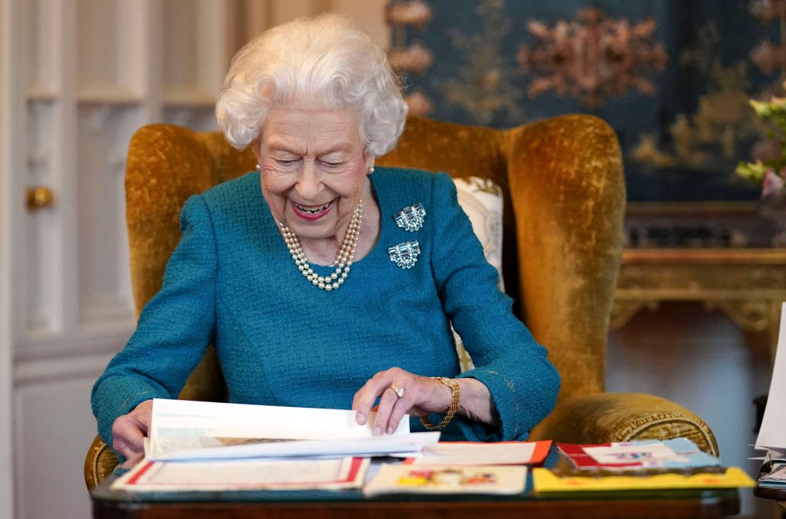 She viewed a display of memorabilia from previous jubilees in the Oak Room at Windsor Castle last month. 