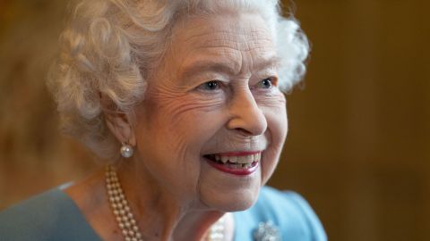 The Queen smiles during a reception in the ballroom of Sandringham House, her Norfolk residence on Saturday, as she celebrates the start of the Platinum Jubilee.