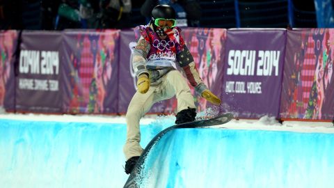 White crashes out in the  halfpipe finals at the Sochi Winter Olympics in 2014.