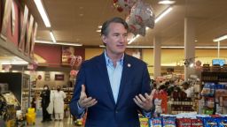Virginia Gov. Glenn Youngkin attends an event at a grocery store in Alexandria, Virginia. 