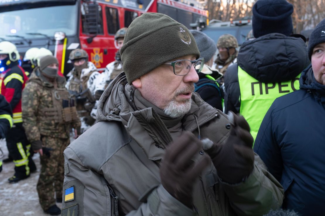 Ukrainian Defense Minister Oleksiy Reznikov in Pripyat, Ukraine, during national guard training exercises.