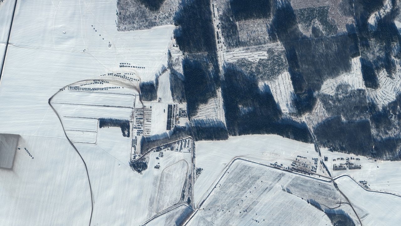 Forces are seen gathering at Rechitsa in this satellite photograph taken Saturday.