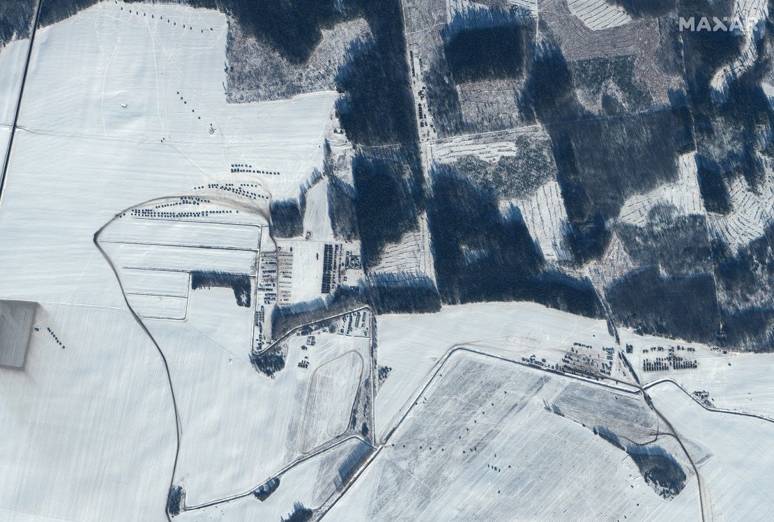 Forces are seen gathering at Rechitsa in this satellite photograph taken Saturday. 