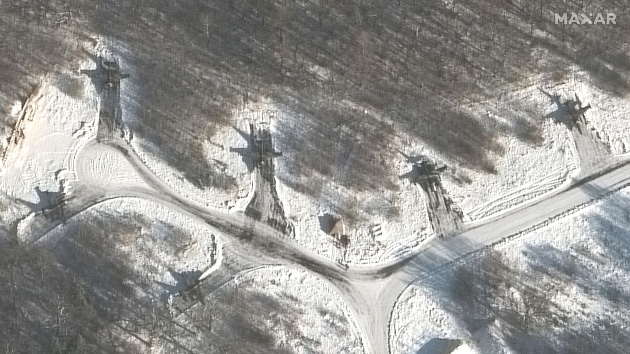 SU-25 aircraft are seen at the Luninets airfield on Saturday.