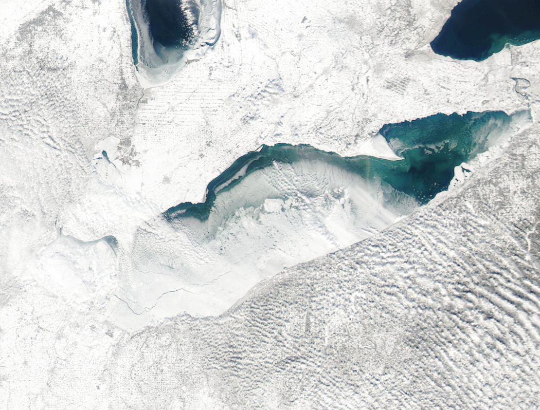 A NOAA satellite image shows the lake before the crack appeared. 