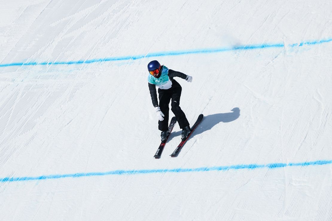 Eileen Gu competes during the freeski big air qualification on Monday.