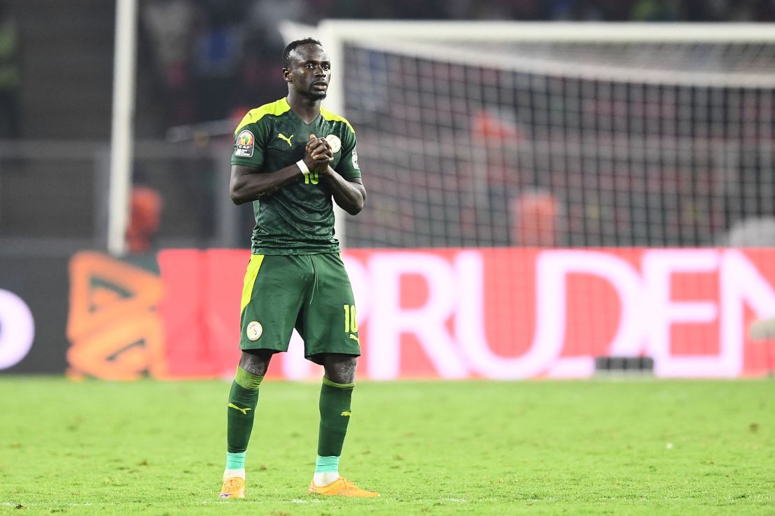 Senegal's forward Sadio Mane looks on ahead of a penalty shootout during the Africa Cup of Nations  final.