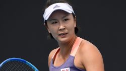 FILE - China's Peng Shuai reacts during her first round singles match against Japan's Nao Hibino at the Australian Open tennis championship in Melbourne, Australia on Jan. 21, 2020. Chinese tennis star Peng Shuai has denied saying she was sexually assaulted, despite a November social media post attributed to her that accused a former top Communist Party official of forcing her into sex. (AP Photo/Andy Brownbill, File)