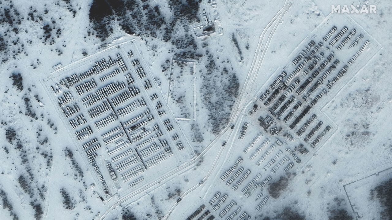 A closer view of the vehicle parks at Yelnya on January 19, before the equipment departed.