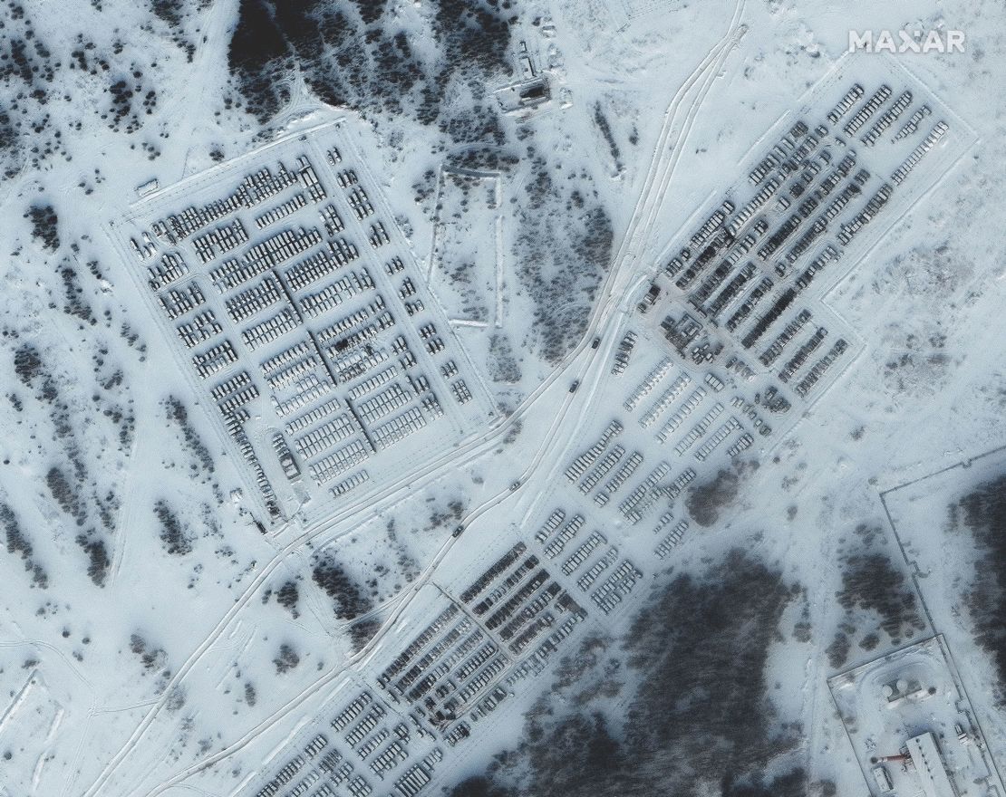 A closer view of the vehicle parks at Yelnya on January 19, before the equipment departed.