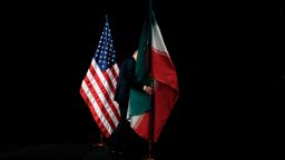  American and Iranian flags pictured in Vienna after the nuclear deal was agreed in 2015. 