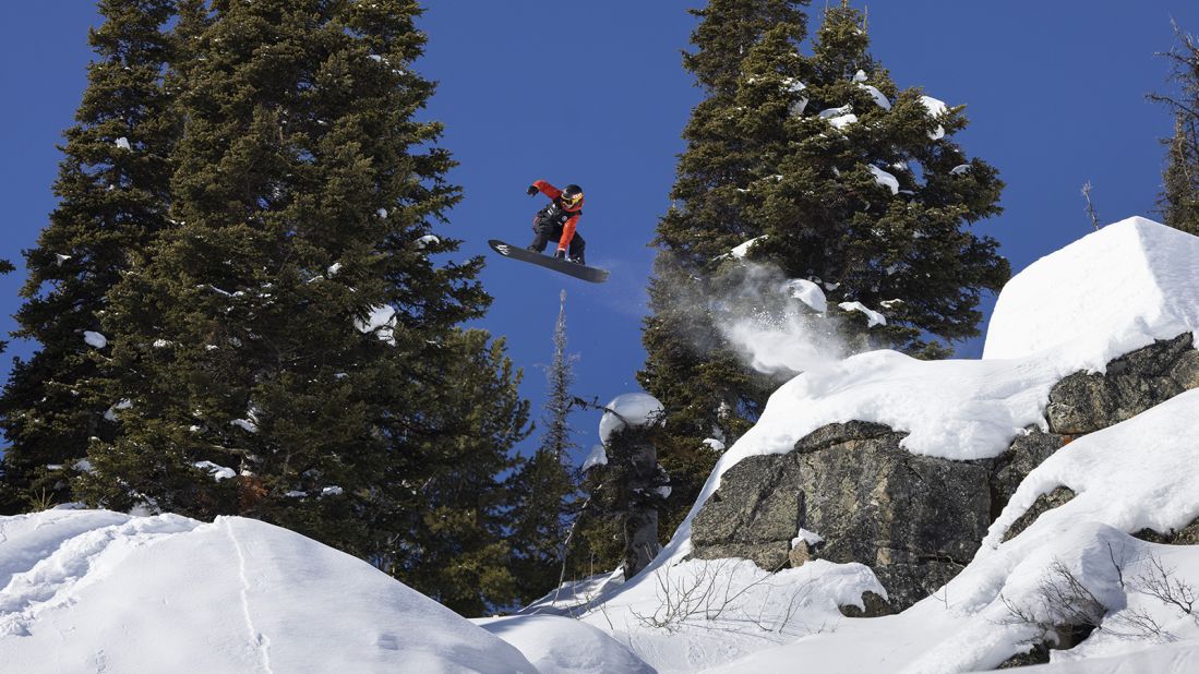 The sheer scale of the venues -- with more than 60 features and myriad possible routes down the mountain -- means that more traditional broadcast forms, like static cameras or follow-riders with handheld GoPros, would be unable to capture the action in the way the racing drones can. Pictured, Elena Hight in Jackson Hole.