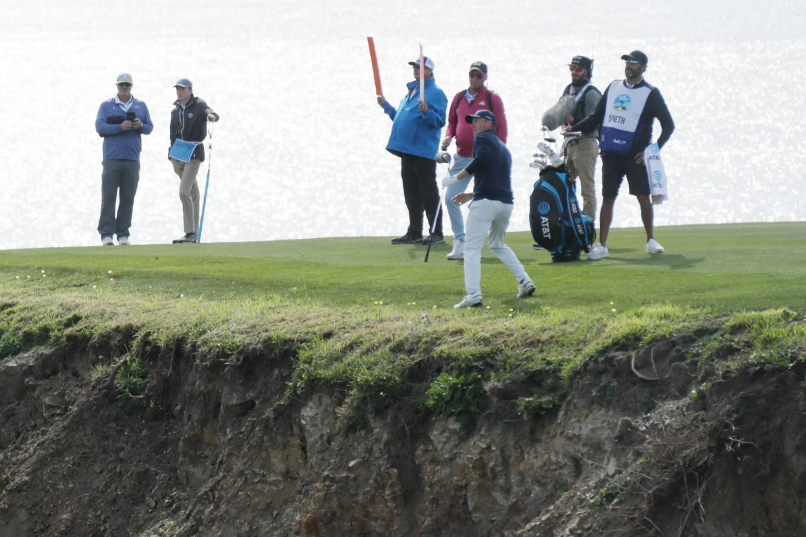 "I'm glad I finished the round and didn't fall off that cliff," quipped Spieth after his round.
