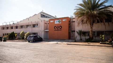 The entrance of cyber company NSO Group's branch in the Arava Desert in Sapir, Israel.