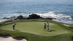 PEBBLE BEACH, CALIFORNIA - FEBRUARY 06: Jordan Spieth of the United States putts on the seventh green during the final round of the AT&T Pebble Beach Pro-Am at Pebble Beach Golf Links on February 06, 2022 in Pebble Beach, California. (Photo by Jed Jacobsohn/Getty Images)