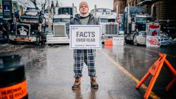 6754148 02.02.2022 A man takes part in a protest against COVID-19 restrictions in Ottawa, Canada. On January 29, thousands of truckers and hundreds of other demonstrators joined the so-called Freedom Convoy to protest against the vaccine mandates for truckers crossing the US-Canada border. Olga Samotoy / Sputnik  via AP