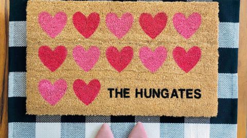 Pink Hearts Doormat