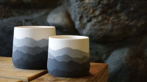 Mountain Ridges Handmade Ceramic Pottery Planter
