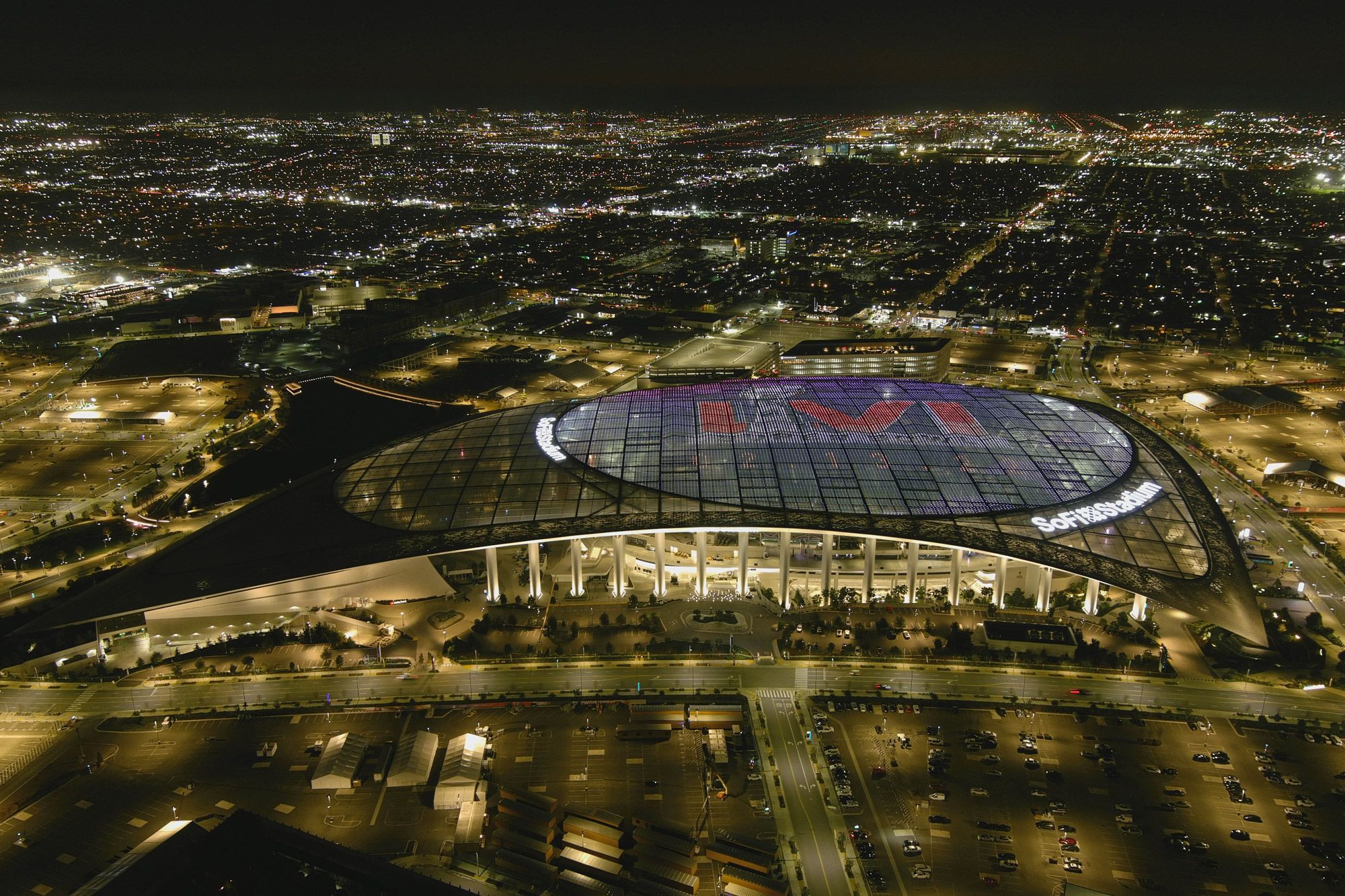 New SoFi Stadium drone footage shows off views of Hollywood Park