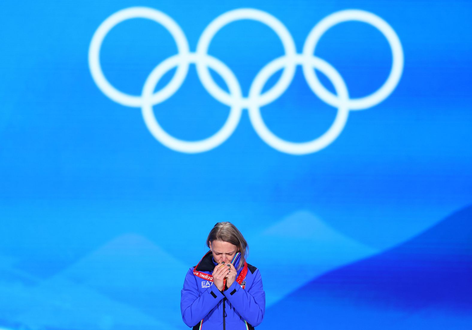 Italy's Arianna Fontana kisses her gold medal after winning the 500-meter short track race on February 8. She has won more Olympic medals than any short track skater in history.