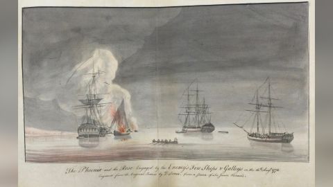 The British warships Phoenix and Rose engage with American vessels in New York during the Revolutionary War. Experts say the Rose led to the formation of the precursor of the US Navy.