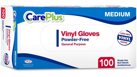 CarePlus Disposable Vinyl Gloves, Pack 100