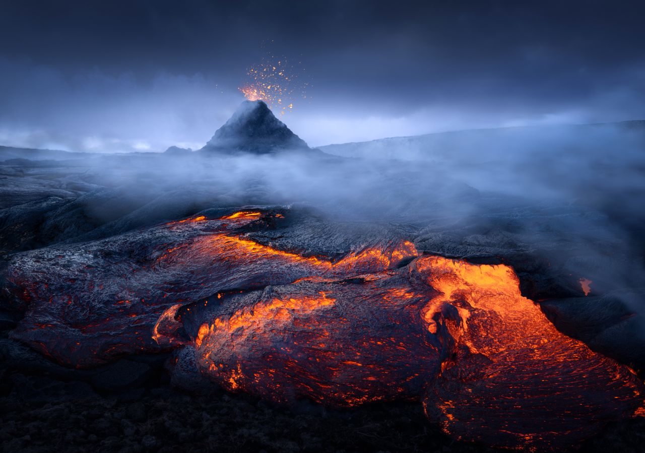 This photo from Slovakian photographer Filip Hrebenda's "Born of Fire" series was the first photo he took on his expedition to the volcanic area of Fagradalsfjall in southwestern Iceland. 