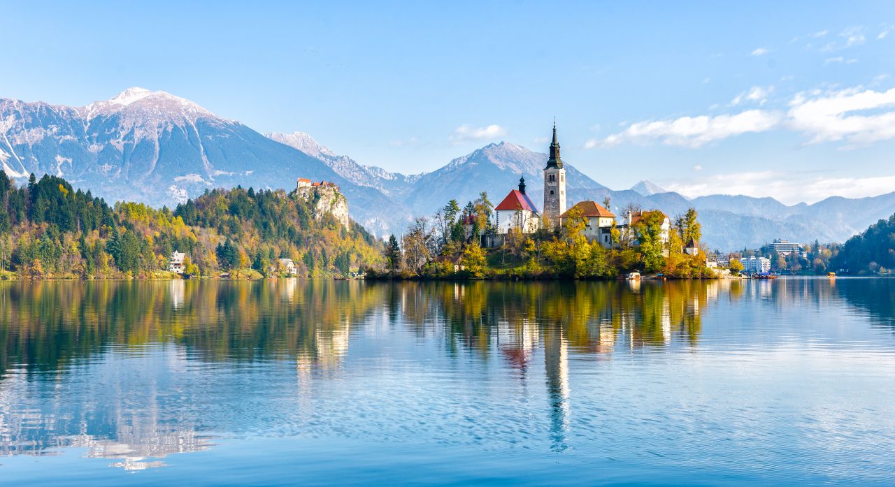 <strong>Lake Bled: </strong>Like something out of a Disney movie, glassy turquoise waters surround a tiny island in Slovenia's Lake Bled -- complete with a baroque church set among pines.