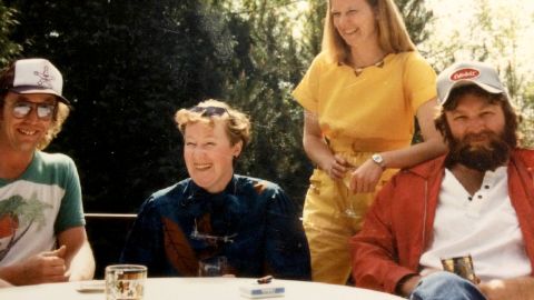 The Mitchell family is pictured here together about 15 years ago, David (right) sits with his sister Jane, mother Marg and brother Bruce.