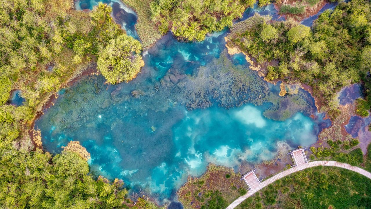 Springwater gives the lake at Zelenci Nature Reserve an otherworldly turquoise hue.