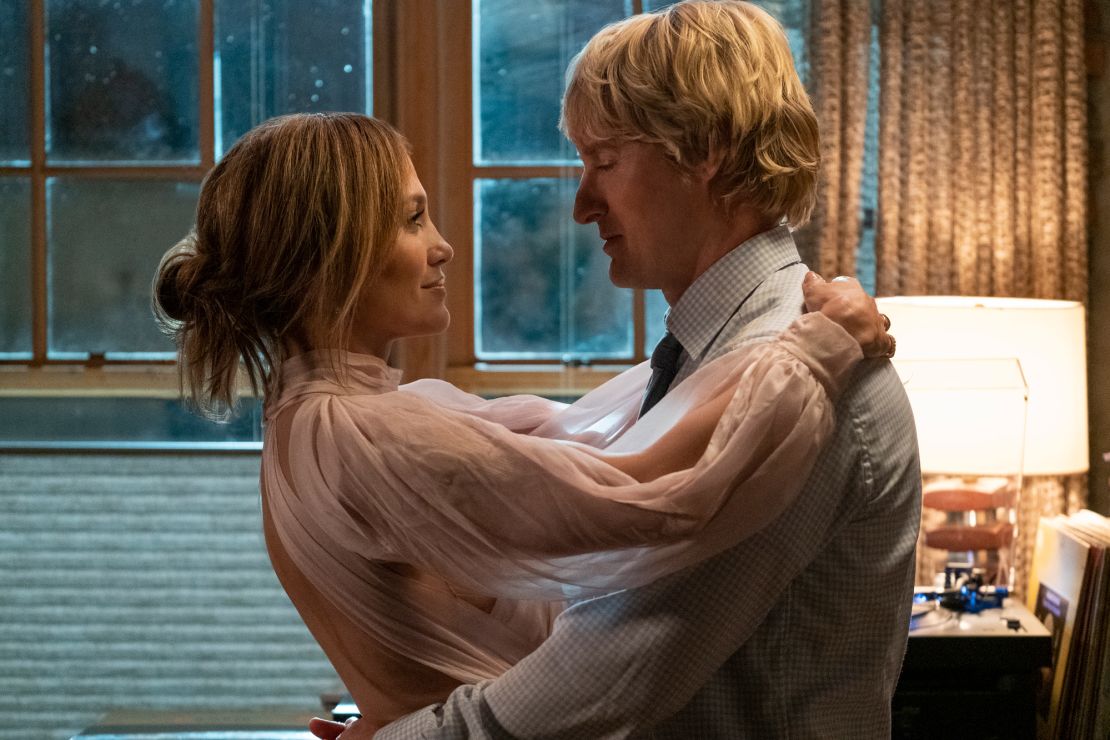(From left) Jennifer Lopez as superstar Kat Valdez and Owen Wilson as math teacher Charlie Gilbert in "Marry Me."